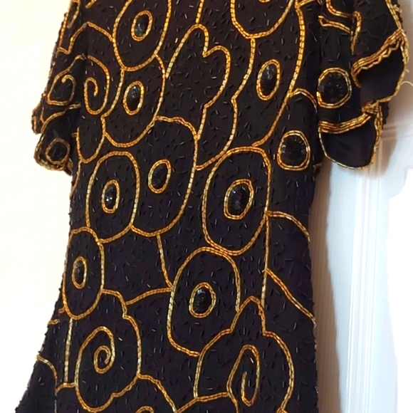 Vintage Sténay black and gold Sequinned Blouse - Picture 3 of 9